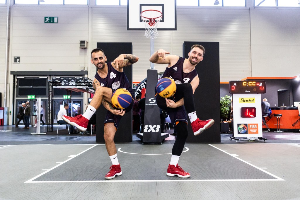 Andrew Wilding and Lazlo of The Move Masters on a 3x3 basketball court